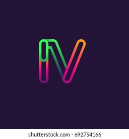 initial logo letter IV, linked outline rounded logo, colorful initial logo for business name and company identity.