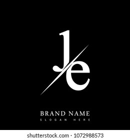 initial logo letter JE for company name black and white color and slash design. vector logotype for business and company identity.