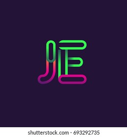 initial logo letter JE, linked outline rounded logo, colorful initial logo for business name and company identity.