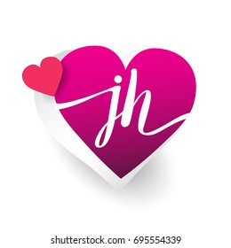 initial logo letter JH with heart shape red colored, logo design for wedding invitation, wedding name and business name.
