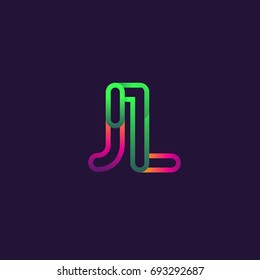 initial logo letter JL, linked outline rounded logo, colorful initial logo for business name and company identity.