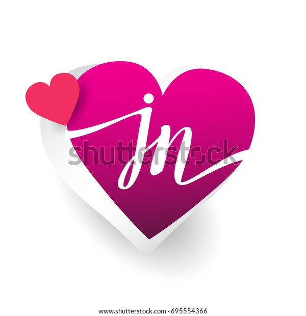 Initial Logo Letter Jn Heart Shape Stock Vector Royalty Free