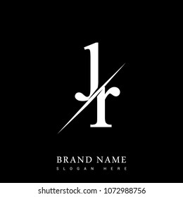 initial logo letter JR for company name black and white color and slash design. vector logotype for business and company identity.