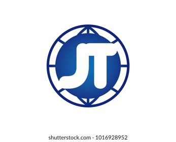 The initial logo of the letter JT in the blue Globe