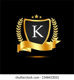 initial logo letter K banner gold vector 