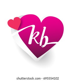 initial logo letter KB with heart shape red colored, logo design for wedding invitation, wedding name and business name.
