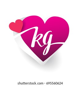 initial logo letter KG with heart shape red colored, logo design for wedding invitation, wedding name and business name.
