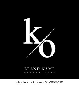 initial logo letter KO for company name black and white color and slash design. vector logotype for business and company identity.