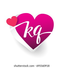 initial logo letter KQ with heart shape red colored, logo design for wedding invitation, wedding name and business name.

