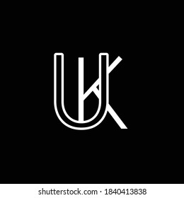 Initial Logo Letter KU Monogram in Black and White.