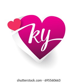 initial logo letter KY with heart shape red colored, logo design for wedding invitation, wedding name and business name.
