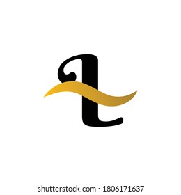 Initial Logo Letter L with gold Stripes color and white background