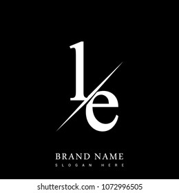 initial logo letter LE for company name black and white color and slash design. vector logotype for business and company identity.