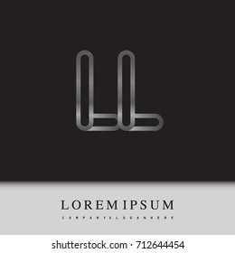 initial logo letter LL, linked outline silver colored, rounded logotype