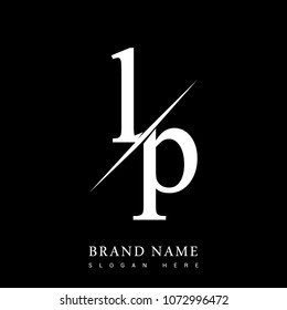 initial logo letter LP for company name black and white color and slash design. vector logotype for business and company identity.