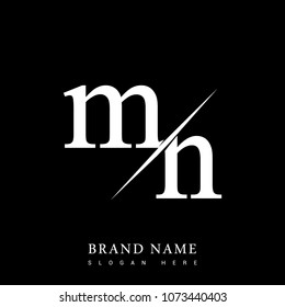initial logo letter MN for company name black and white color and slash design. vector logotype for business and company identity.