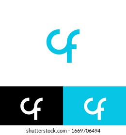 Initial logo letter monogram CF lowercase linked template. Blue white letter isolated on white black blue background. Modern abstract design for business and consulting company.