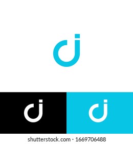 Plantilla vinculada en minúscula CI de letra inicial con logotipo monograma. Letra azul blanca aislada sobre fondo azul blanco. Diseño abstracto moderno para empresas de negocios y consultoría.