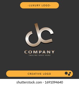 Initial logo letter monogram DA lowercase linked template. Gold letter with black shadow. Modern abstract design for business and consulting company.