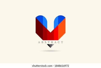 Logotipo inicial, letra MV, MV inicial, triángel, colorido, letra V, letra VM, VM inicial, colorido, superposición de color Elemento de plantilla de diseño de logotipo