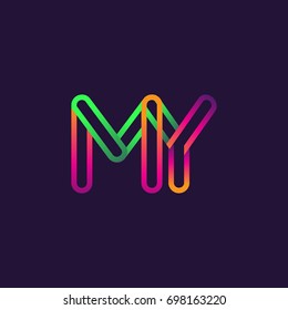 initial logo letter MY, linked outline rounded logo, colorful initial logo for business name and company identity.
