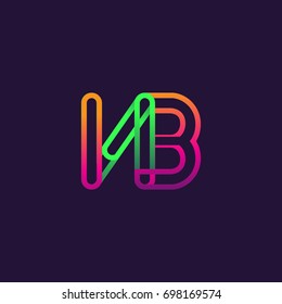 initial logo letter NB, linked outline rounded logo, colorful initial logo for business name and company identity.