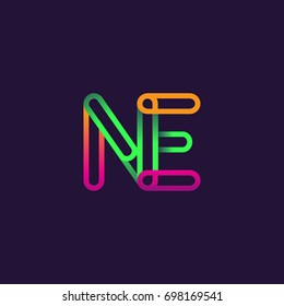 initial logo letter NE, linked outline rounded logo, colorful initial logo for business name and company identity.