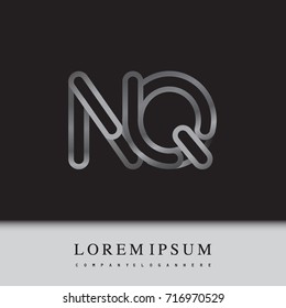 initial logo letter NQ, linked outline silver colored, rounded logotype