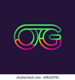 initial logo letter OG, linked outline rounded logo, colorful initial logo for business name and company identity.