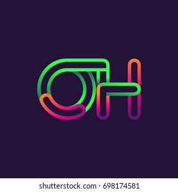 initial logo letter OH, linked outline rounded logo, colorful initial logo for business name and company identity.