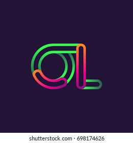 initial logo letter OL, linked outline rounded logo, colorful initial logo for business name and company identity.