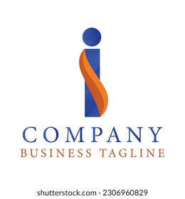 Initial Logo from the letter I with orange and blue gradients