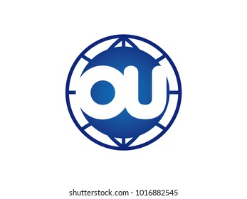 The initial logo of the letter OU in the blue Globe