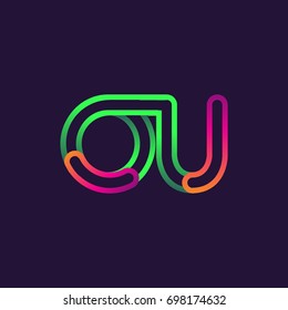 initial logo letter OU, linked outline rounded logo, colorful initial logo for business name and company identity.