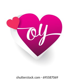 initial logo letter OY with heart shape red colored, logo design for wedding invitation, wedding name and business name.