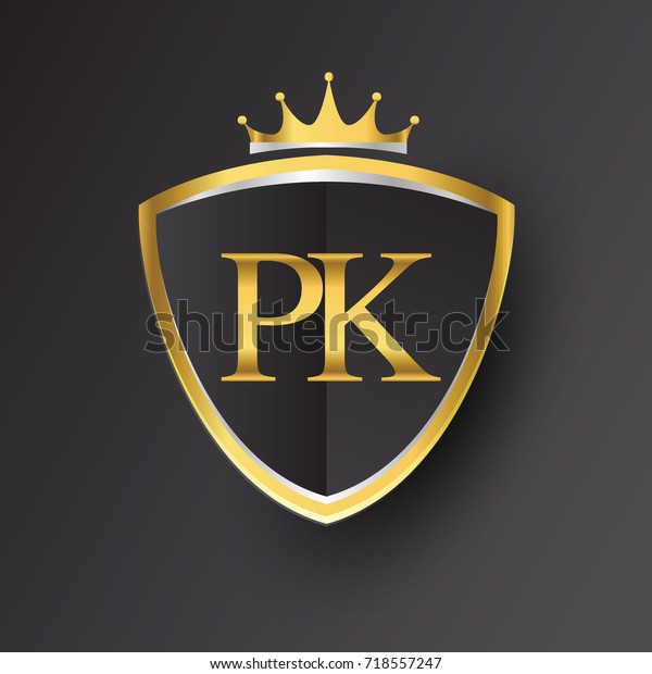 Initial Logo Letter Pk Shield Crown Stock Vector Royalty Free