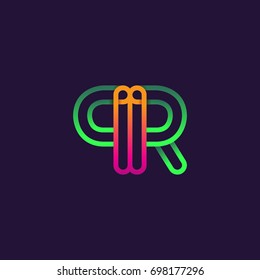 initial logo letter PR, linked outline rounded logo, colorful initial logo for business name and company identity.