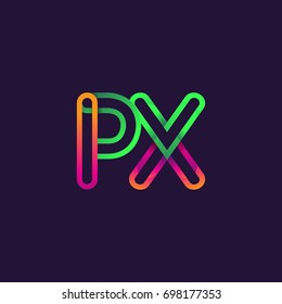 initial logo letter PX, linked outline rounded logo, colorful initial logo for business name and company identity.