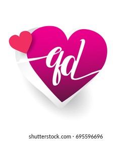 initial logo letter QI with heart shape red colored, logo design for wedding invitation, wedding name and business name
