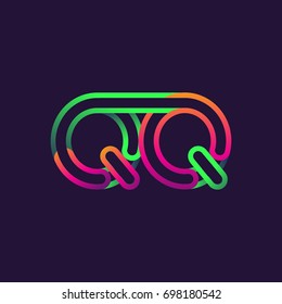 initial logo letter QQ, linked outline rounded logo, colorful initial logo for business name and company identity.