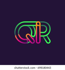 initial logo letter QR, linked outline rounded logo, colorful initial logo for business name and company identity.