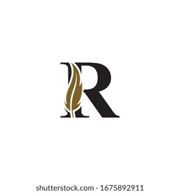 Initial logo letter R with feathers concept.