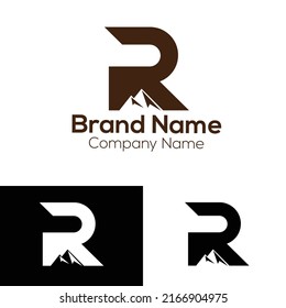 Initial Logo Letter R with Mountain icon