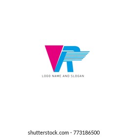 Initial logo letter R for speed and velocity brand