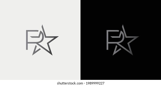 The initial logo of the letter R star icon is modern and cool
