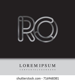 initial logo letter RO, linked outline silver colored, rounded logotype.