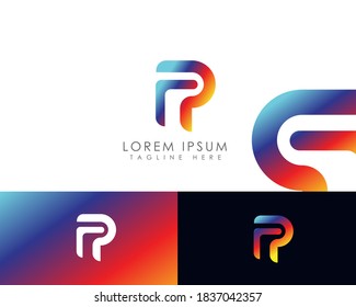 Letra inicial del logotipo rp, pr, p y r. moderno minimalista simple símbolo monograma elegante concepto de tecnología característico tipo minimalista diseño de identidad de marca