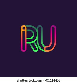 initial logo letter RU, linked outline rounded logo, colorful initial logo for business name and company identity.