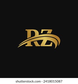 Logotipo inicial Letra R.Z Diseño elegante, vector tipográfico de marca inicial nombre fuente serif.