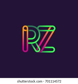 initial logo letter RZ, linked outline rounded logo, colorful initial logo for business name and company identity.